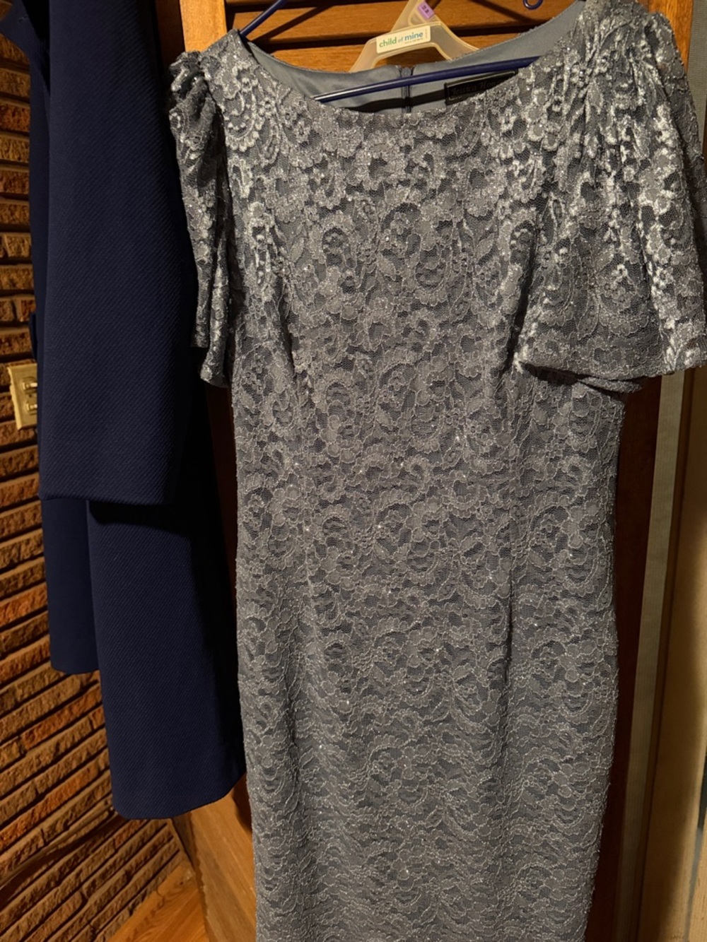 Jessica Howard Navy Satin Evening Dress